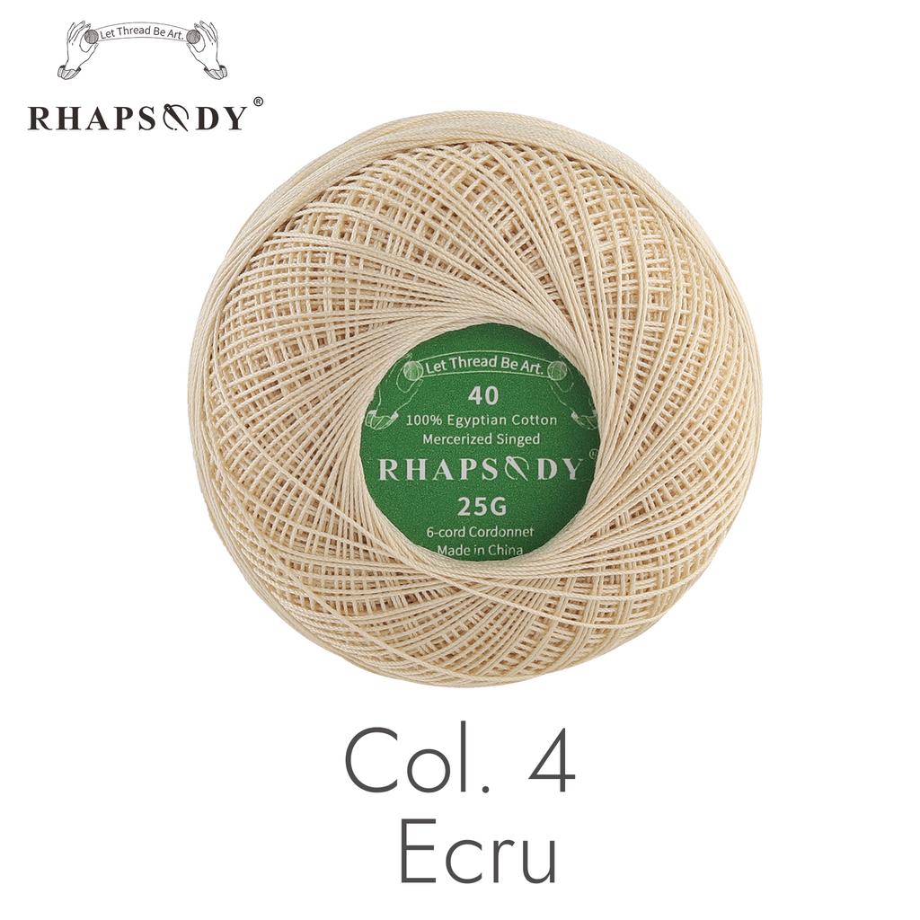 Rhapsody Premium Cotton Crochet Thread Size 40 for Tatting Needlepoint Knitting Bobbin Lace Quilting Sewing Mercerized