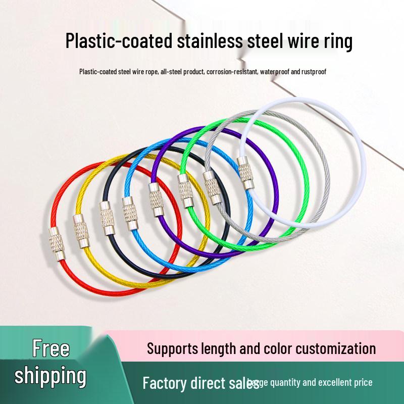 Plastic-Coated Stainless Steel Wire Keychain, Retractable Outdoor Accessory