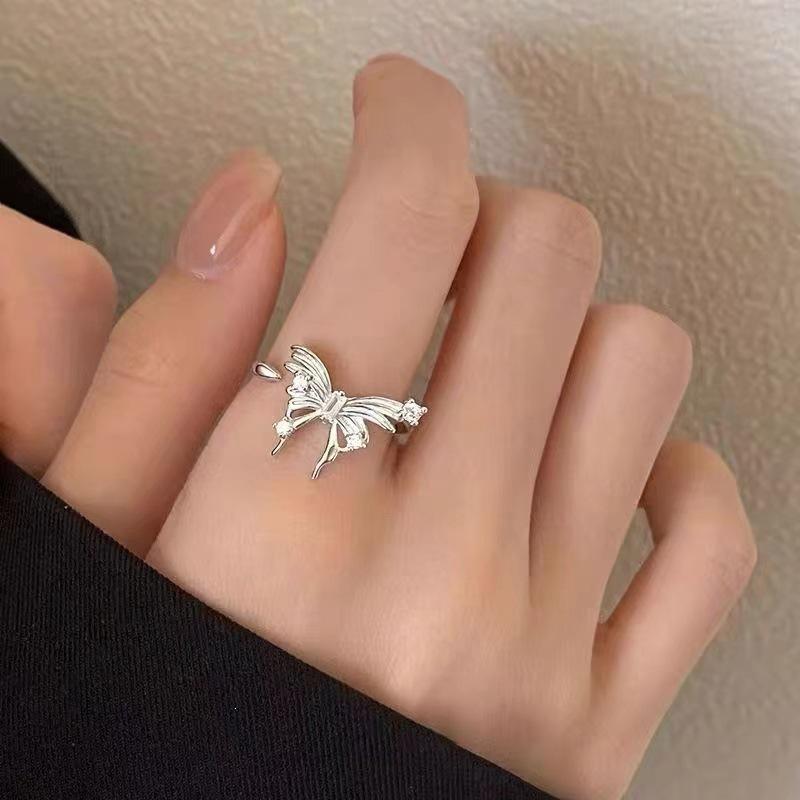 Exquisite 3D Butterfly S925 Silver Plated Ring for Women