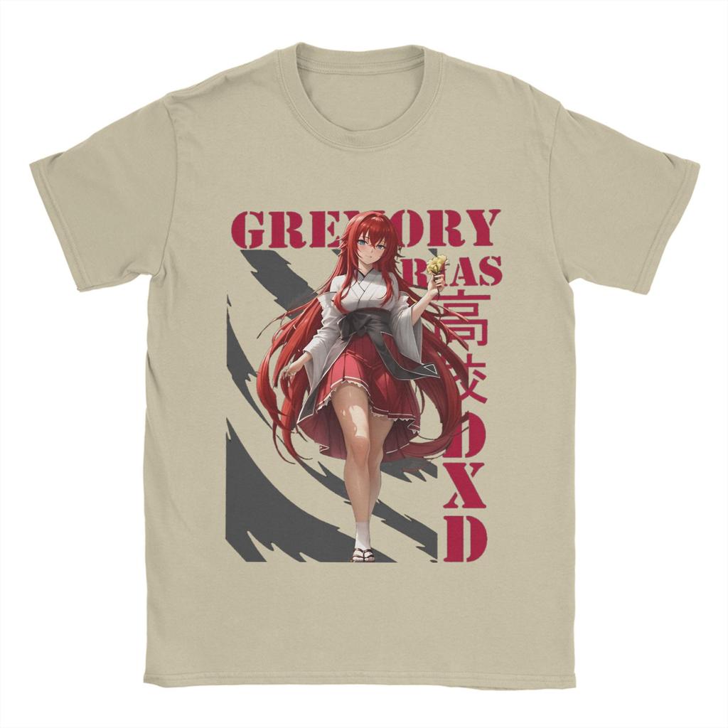 Rias Gremory DxD T Shirts Men's  100% Cotton Vintage T-Shirt Round Collar  Tee Shirt Short Sleeve Clothing Original