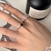 PANJBJ 925 Sterling Silver Black Agate Ring For Women Girl Geometry Entanglement Irregular Trend Jewelry Party Gift Dropshipping