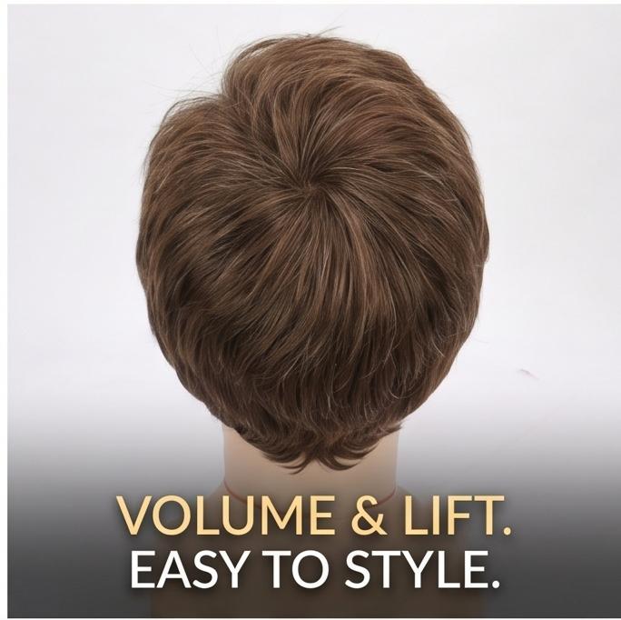 Men's Short Fluffy Curly Wig, Heat Resistant Synthetic Hair, Rose Net Cap, Natural Looking for Daily & Party Occasions