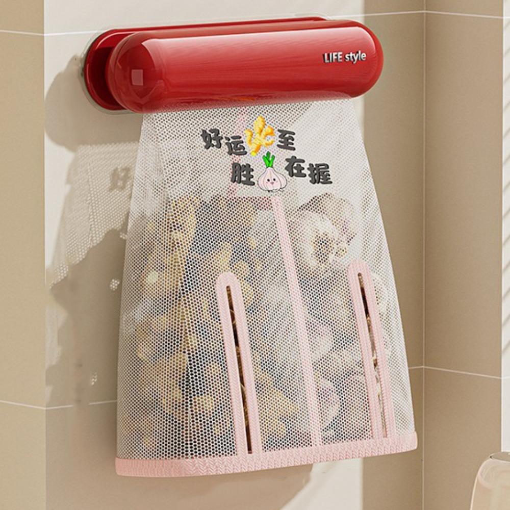 

Wall Mounted Mesh Storage Bag No-Drill Breathable Wall Hanging Organizer Space Saving Hanging Storage Pouch Home Organization красный