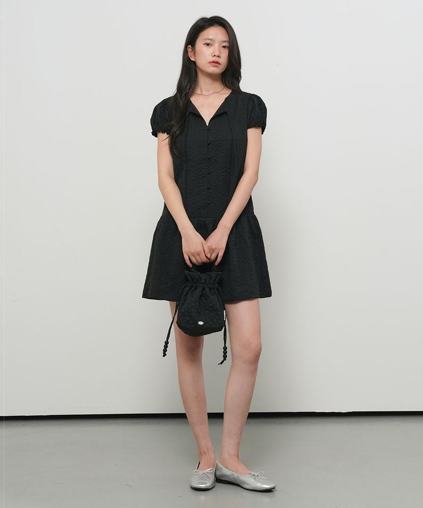 GENERALIDEA Floral Cap Sleeve Mini Dress [Black] / Gf2Lop522