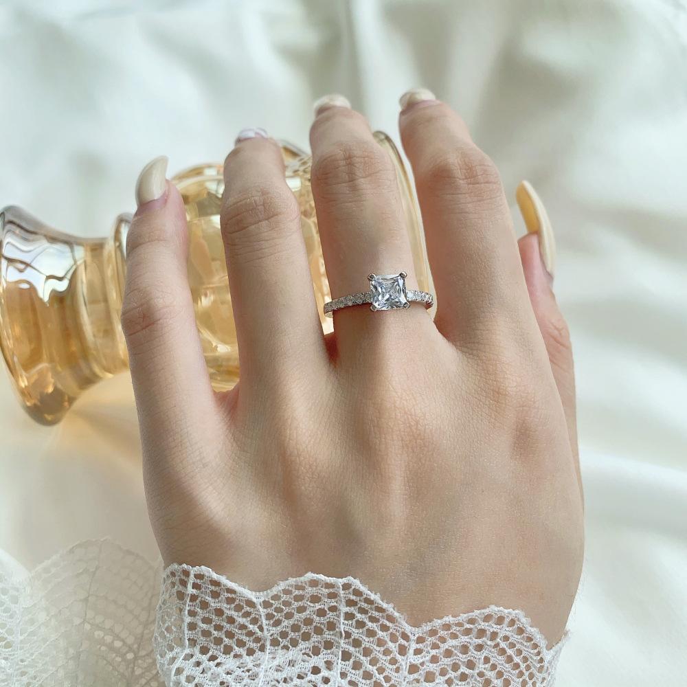 Tancise Women Classic 925 Sterling Silver  Zircon Ring Ladies Jewelry Wedding Promise Party Gift