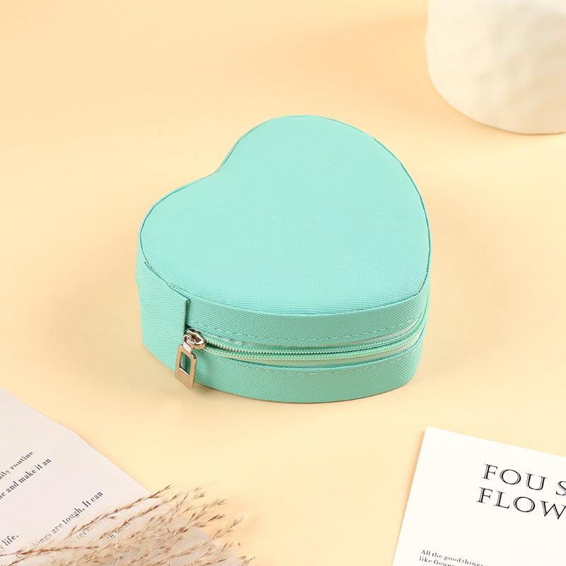 Herzförmige Schmuckaufbewahrungsbox aus PU-Leder für Ohrstecker - Tragbar und auf Lager