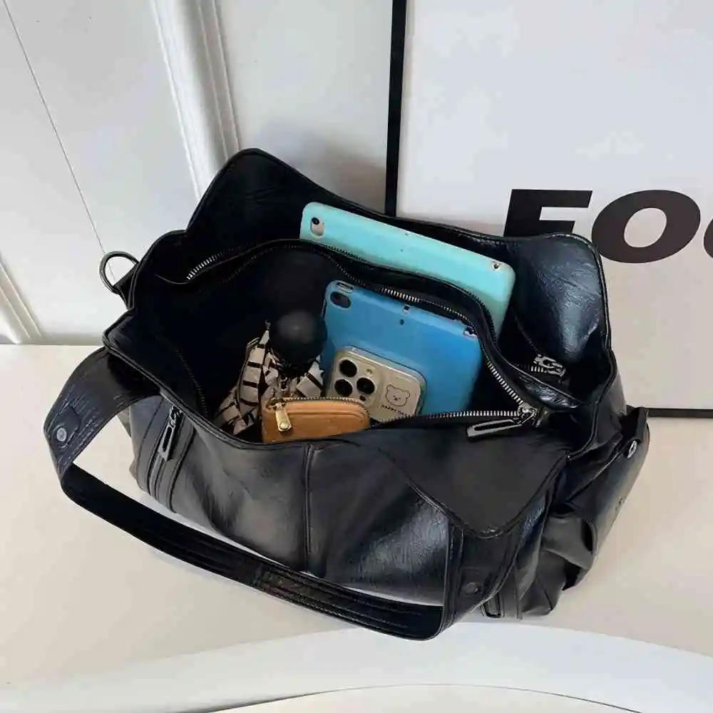 Vintage Women's Bag Multiple Pockets Secure Storage Soft Leather Tote Shoulder Bag For Women Commuting Bga