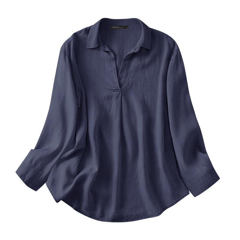 

ZANZEA Женская повседневная блузка с отложным воротником и длинными рукавами L