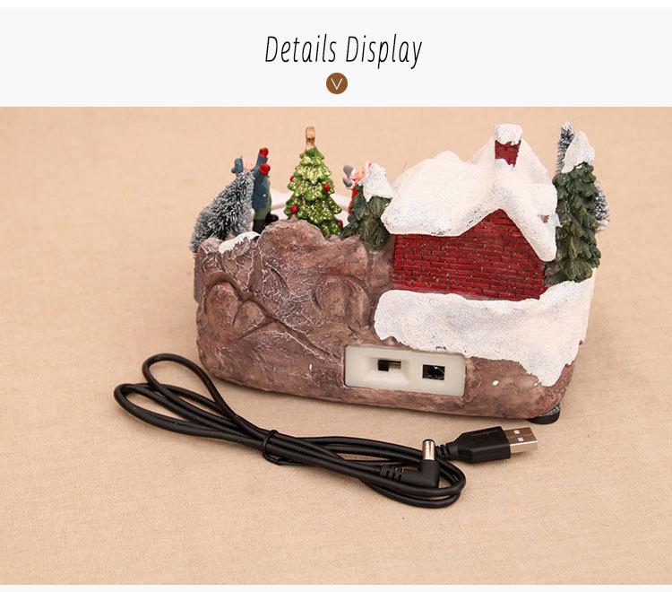 Musical Rotating Christmas Resin Snow Scene Ornament