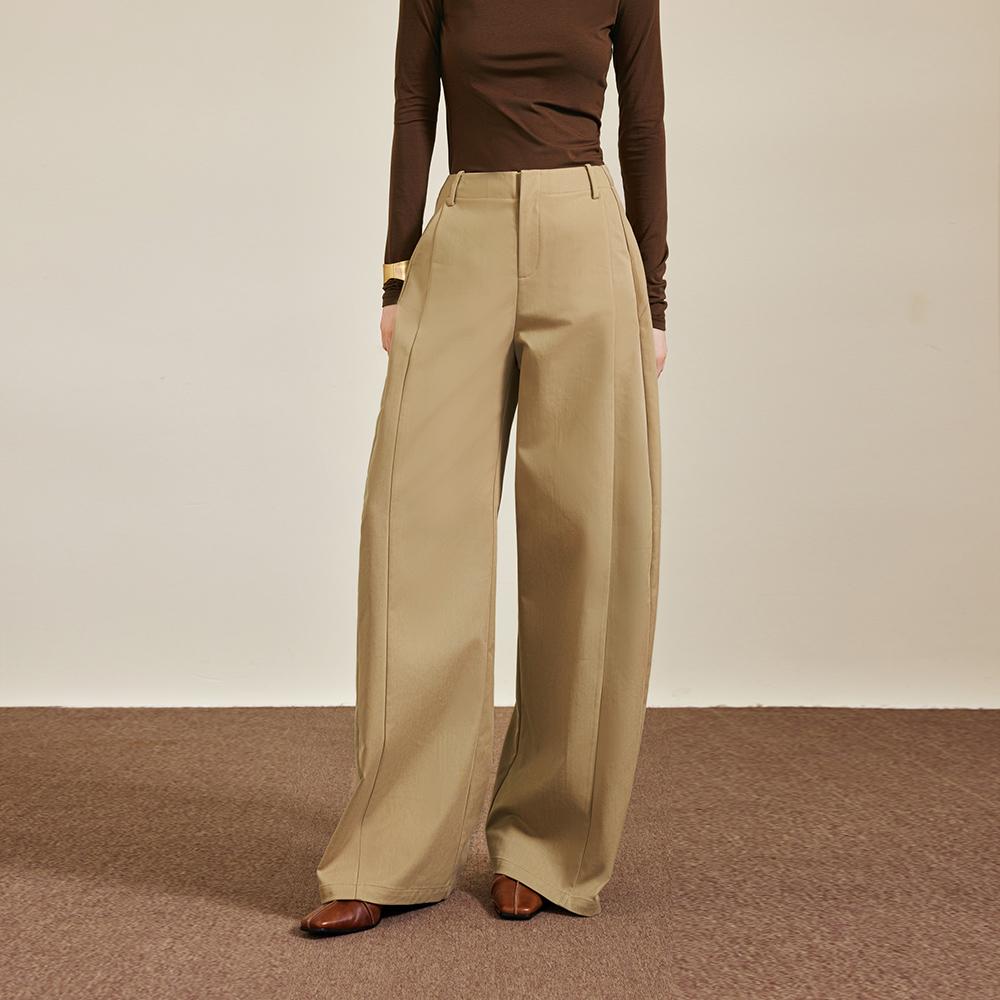 Waiwaiaiem Yy_Casual Straight Wide Pants_Beige