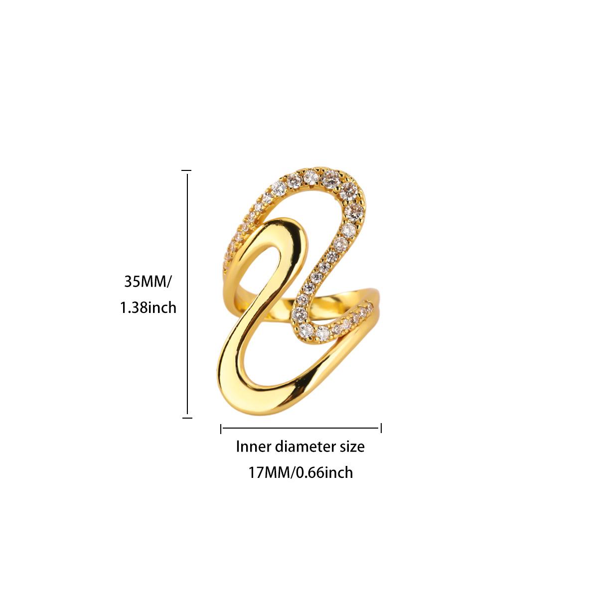 

Vintage Wave 8-shaped Cubic Zirconia Stainless Steel Ring 18K Gold-plated Rings for Women Wedding Prom Jewelry Anniversary Gift
