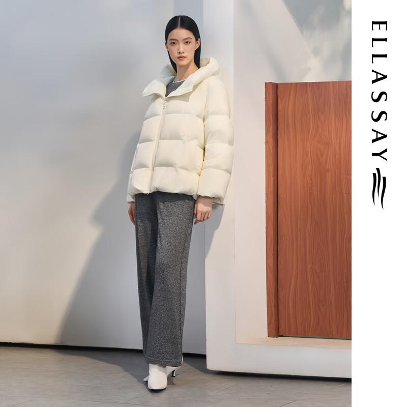 ELLASSAY Women's 2025 Winter Cloud-Feel Short Hooded Goose Down Puffer Jacket
