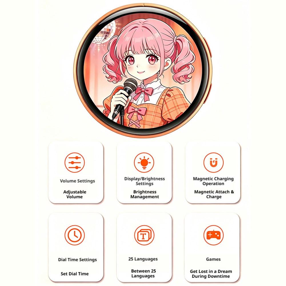 Dynamický elektronický odznakový displejový špendlík 1,5 palce Dotyková obrazovka Anime Elektrický e-odznak Pro herní příslušenství Vynikající pro fanoušky Přátele Dárek k narozeninám