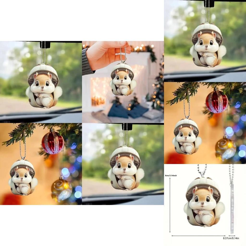 Squirrel Acrylic Car Pendant Couples Keychain Decoration For Car Interior Decor