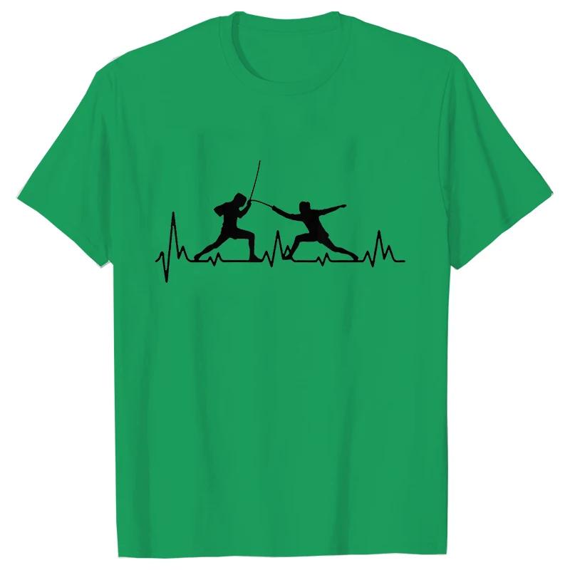 Summer Men T-Shirt Heart Beat Fencing Funny Graphic Tops Short Sleeve Tees Fencing Oversized Tshirt Cool Gift Mens Clothing