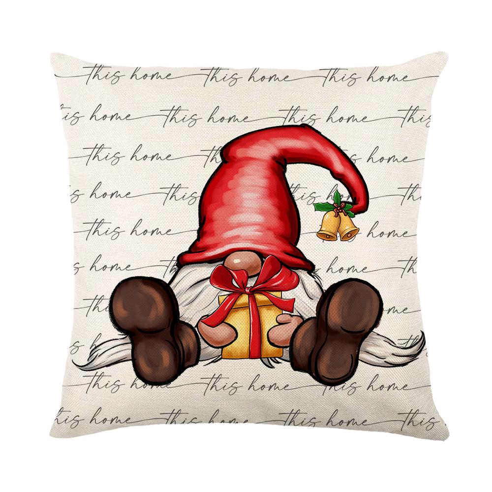 Christmas Striped Letter Print Pillow Cover Linen Home Sofa Cushion Cover Bedroom Pillow Cover