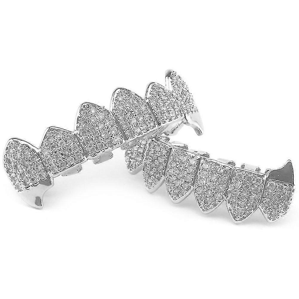 Teeth Grills Silver Plated Top and Bottom Mouth