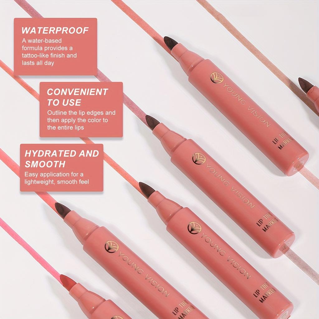 Long-lasting Matte Lip Liner and Lip Stain Set In 6 Color Shades – Stay Beautiful All Day Long!