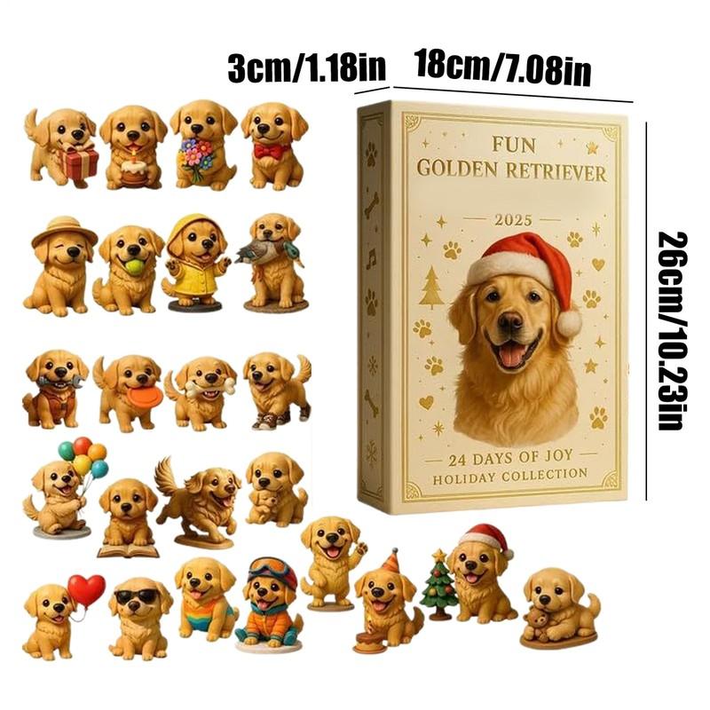 

Christmas Ornament Countdown Pet-Themed Dog Ornaments Christmas Golden Retriever Advent Calendar Charming For Home Decor Holiday бежевий