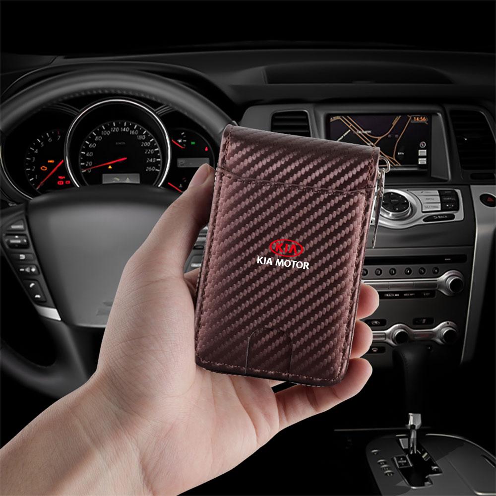 Car Portable Credit Card Holder Driver License Storage Bag Wallet Accessories For Kia Sportage Rio Ceed Soul Sorento Picanto K3