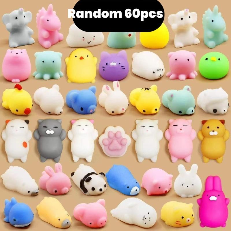 20-60pcs Cute Cartoon Animal Stress Relief Toys Kid Kawaii Mini Soft Squeeze Toy For Adult Release Stress Party Home Decor Favor