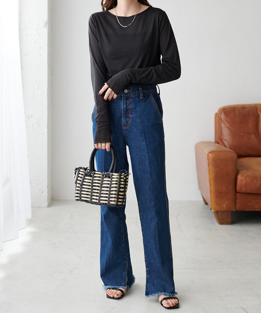 Sheer Lame Print Long Sleeve DCZ1031106A0015 Free Size Black [Discoat] [WEB Exclusive] T-Shirt