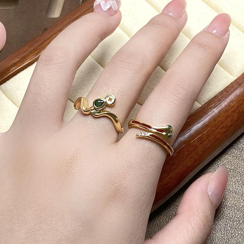 Medieval Style Serpentine Coin Opening Ring Niche Design Retro Light Luxury High-End Sense Dripping Oil Personalized Ring