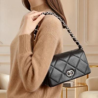 Genuine Leather Bag for Women 2025 New Caviar Light Luxury Style Quilted Chain Versatile Commuter Shoulder Crossbody Bag