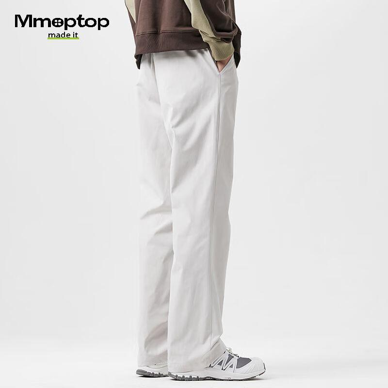 MMOPTOP Men's Autumn Winter Trendy Loose Fit Straight Cargo Pants Casual Sportswear K001 Gray L