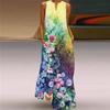 Women Dress Printing Breathable Casual Ladies Sleeveless Long Dress for Beach
