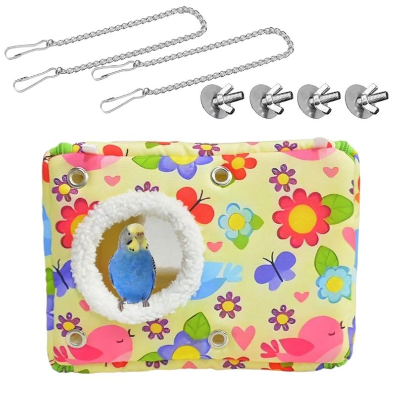 Ninho de Papagaio de Pelúcia Grosso Rede de Gaiola de Pássaro Quente Cama para Clima Frio Design de Pendurar Seguro na Gaiola Abrigo para Pássaros