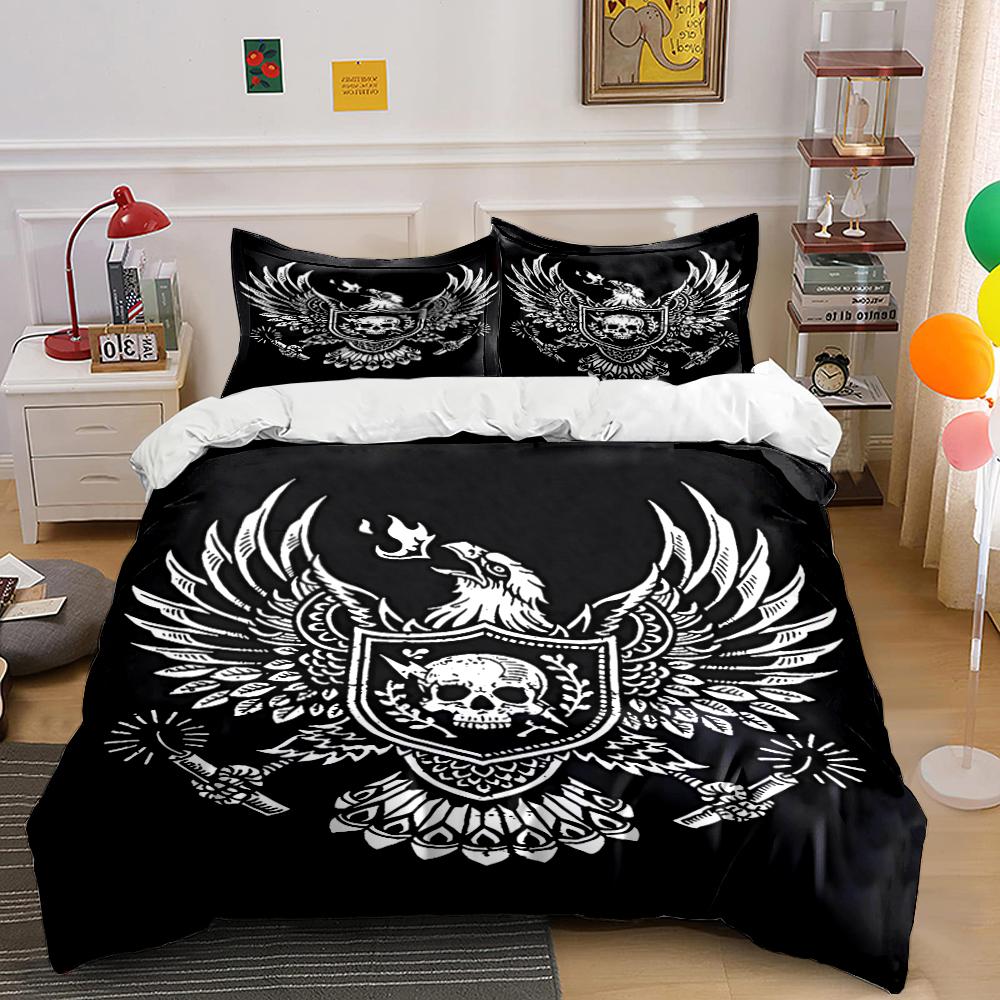 Gothic Eagle Skull Set Bedding set (1 duvet cover, 2 pillowcases, duvet not included)