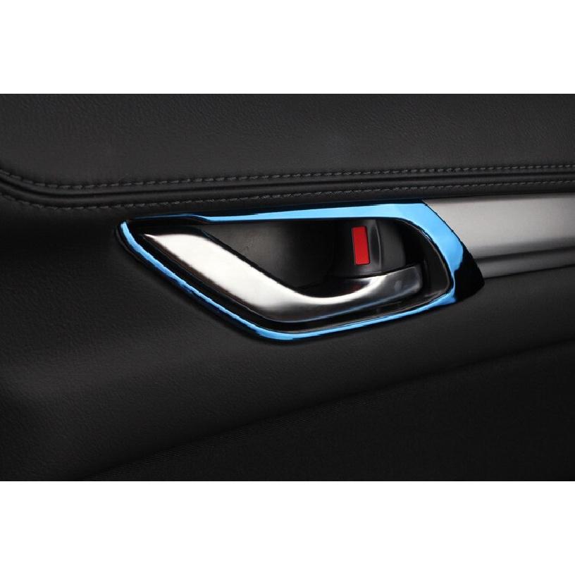Fit For Mazda CX-5 CX5 2017-2024 Blue Titanium Inner Door Handle Frame Trim 4PCS