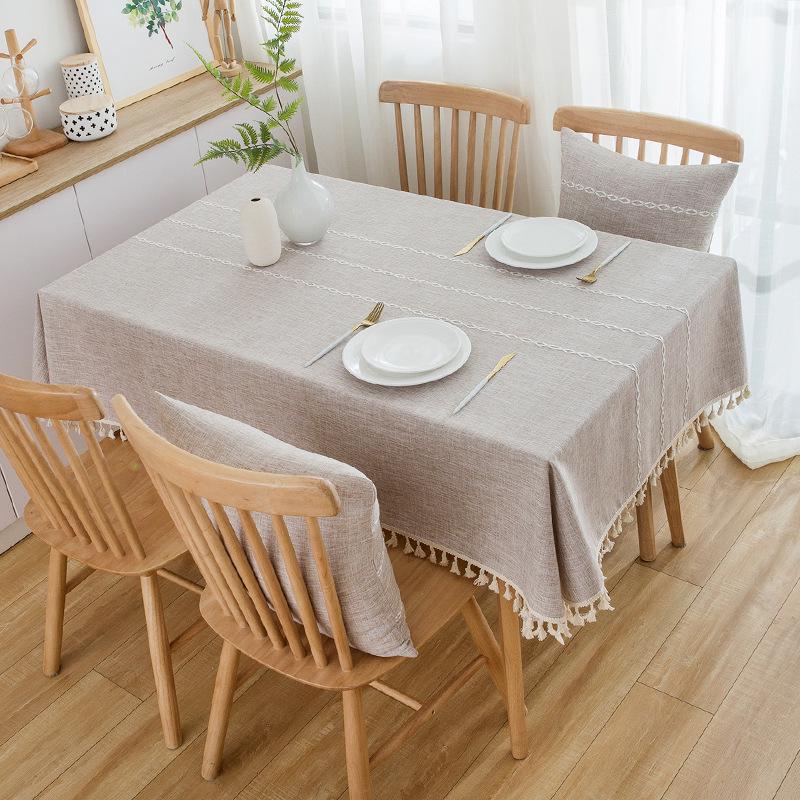 Japanese Cotton Linen Tassel Tablecloth, Art Rectangle, Nordic Style