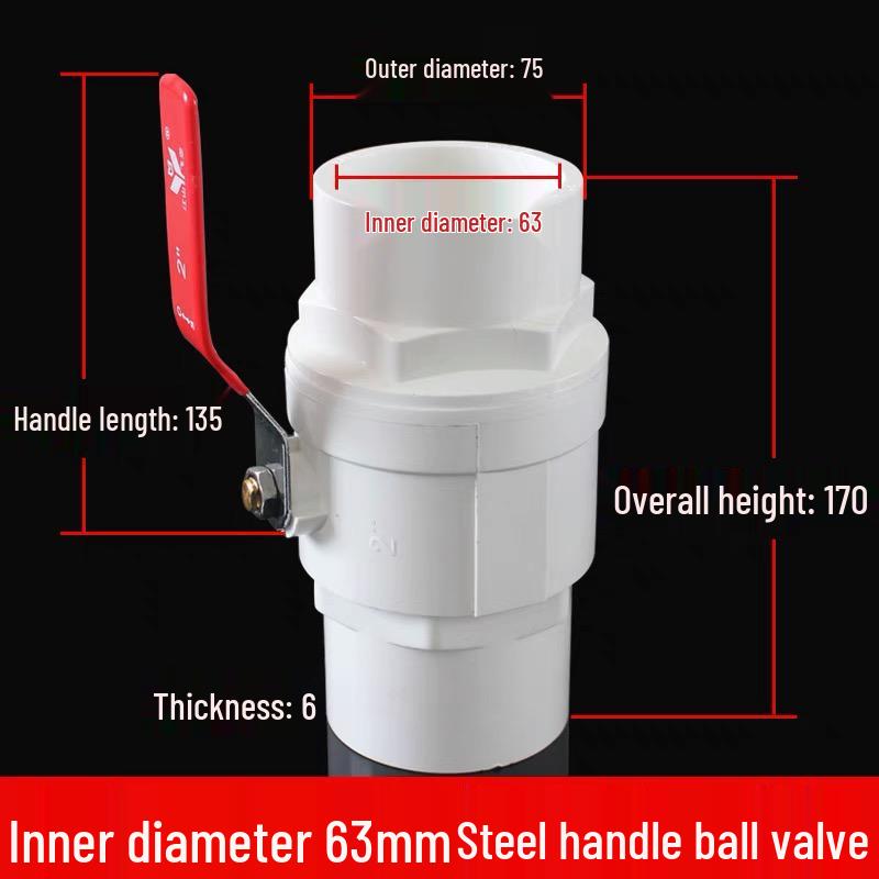 UPVC Steel Handle Ball Valve - Quick Open, Easy Turn Adhesive Water Supply Pipe Valve
