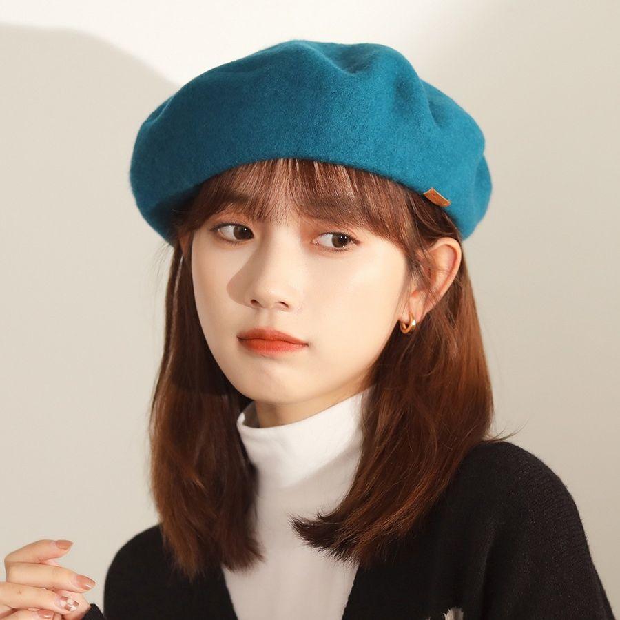 Temperament Solid Color Wool Beret Women'S Japanese Brown Autumn And Winter Bud Hat Versatile Literary And Retro Painter Hat Tide
