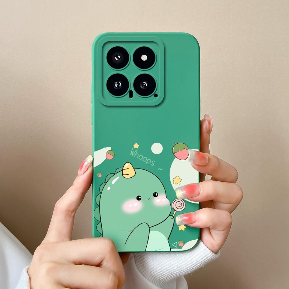 Case For Xiaomi 14 Pro Cartoon Soft Smooth Liquid Silicone Full Protection Shockproof Bumper For Xiaomi14 14Pro Back Cover Capa