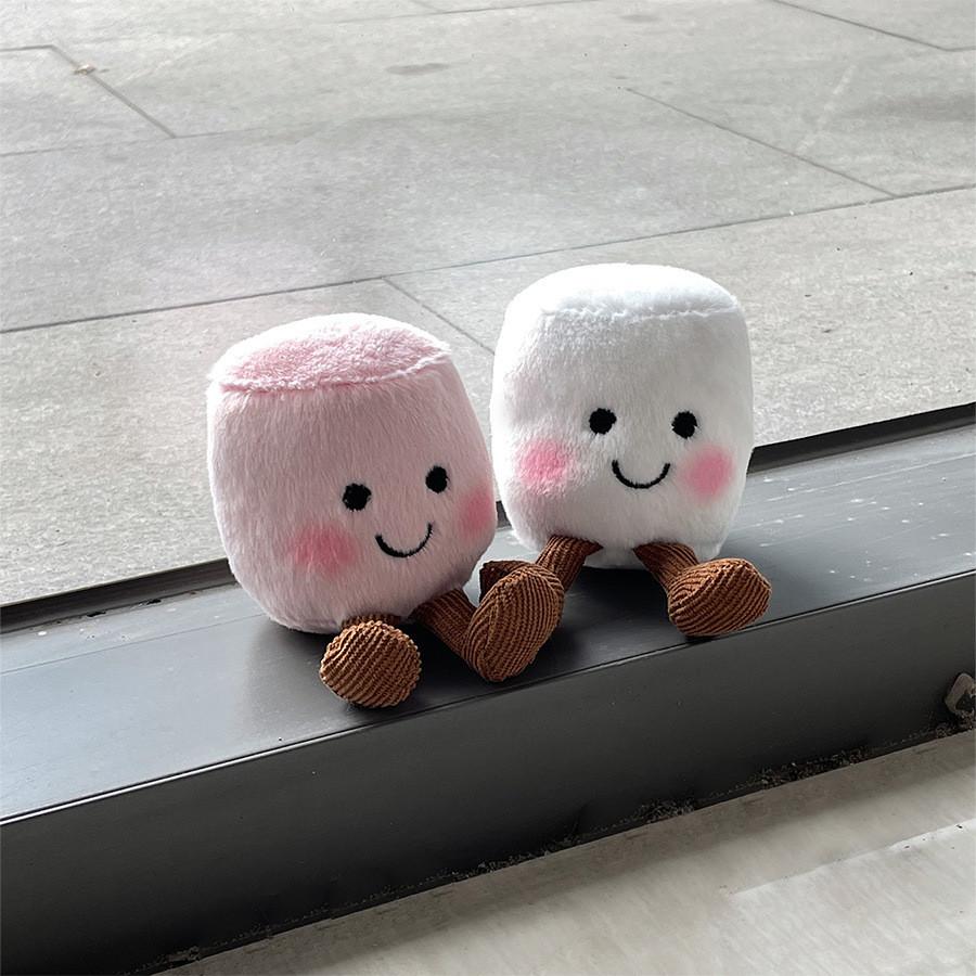 Adorable Soft And Creative Two-tone Marshmallow Plush Keychain Doll For Couples