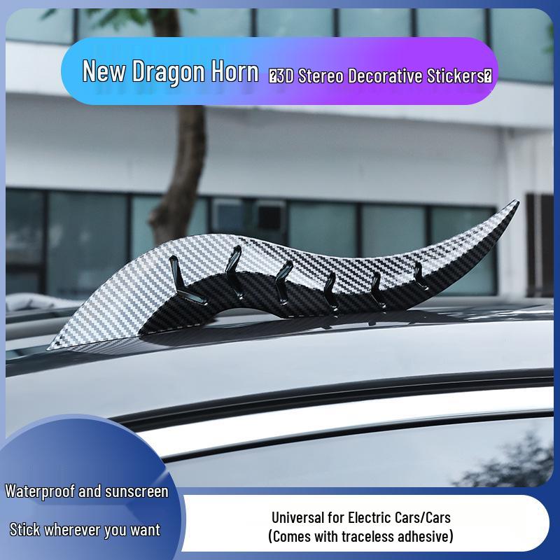 Dragon Horn Carbon Fiber Car Roof Ornament Spoiler Fin for Various Models