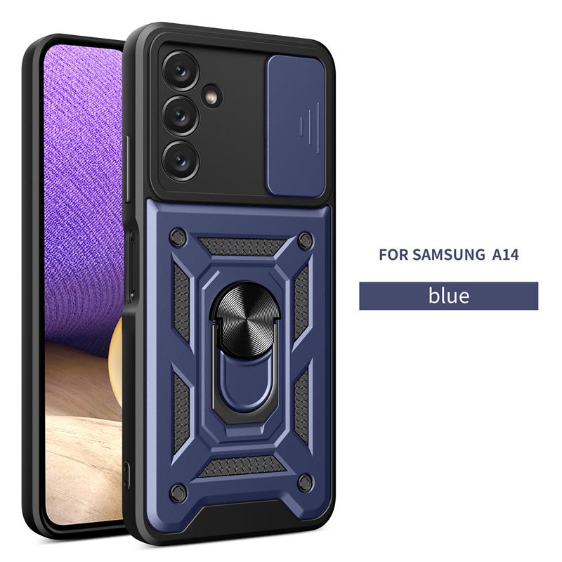 Slide Lens Camera Protect Shockproof Armor Phone Case For Samsung Galaxy A14 A24 A34 A54 5G 4G Cases Magnetic Ring Holder Cover