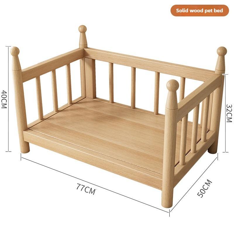 Wooden Dog Bed Modern Durable Dog Bed Headboard All Season Safety Dogs Beds Removable Mattress Dampproof Teddy Stylish Cat Nest