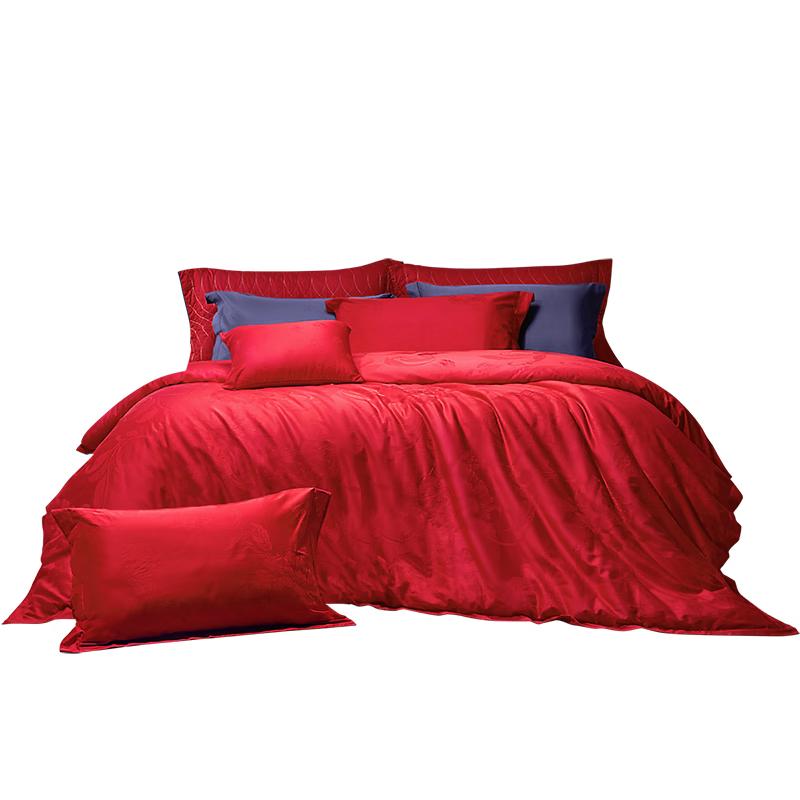 Fuanna Pure Cotton Jacquard Wedding Bedding Set (4-Piece) 1.8m Bed (Duvet 230x229cm)