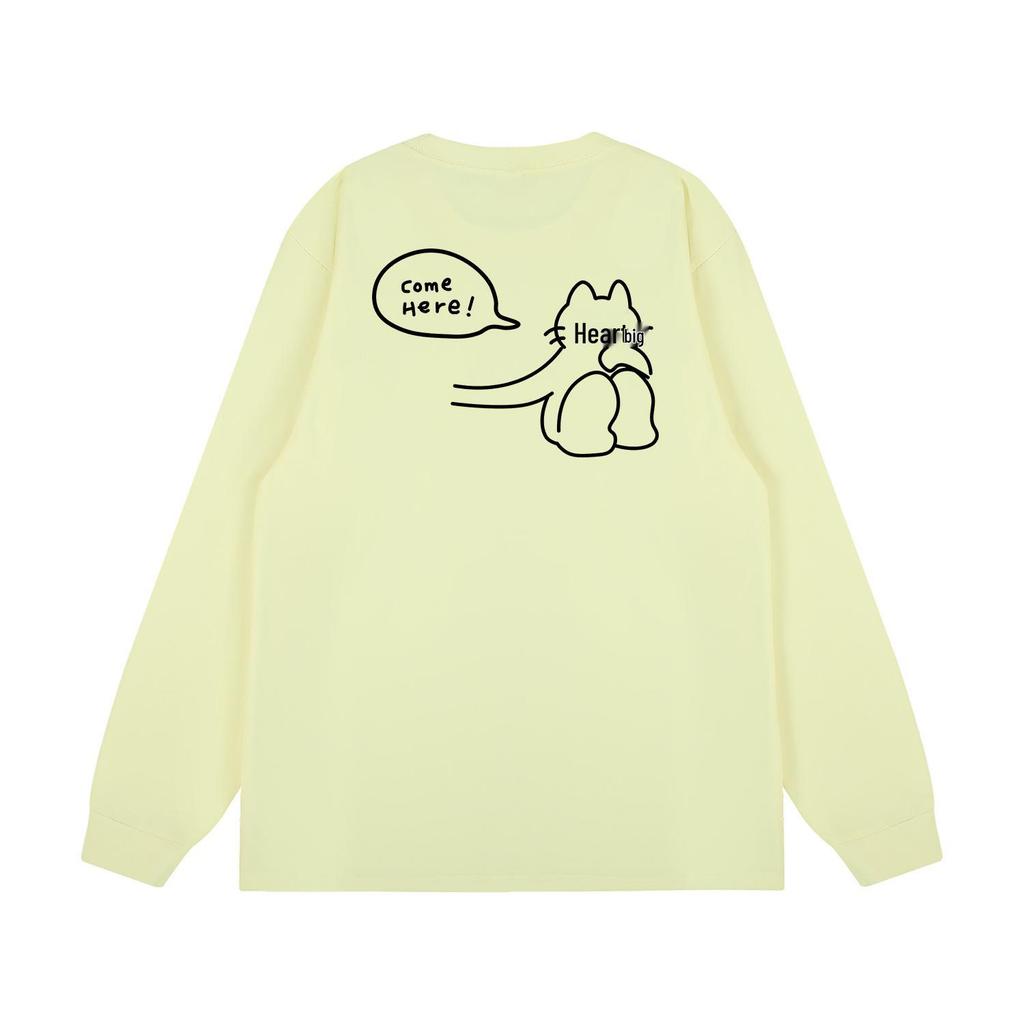 Trendy Cartoon Print Cotton Long Sleeve Unisex T-Shirt for Autumn/Winter