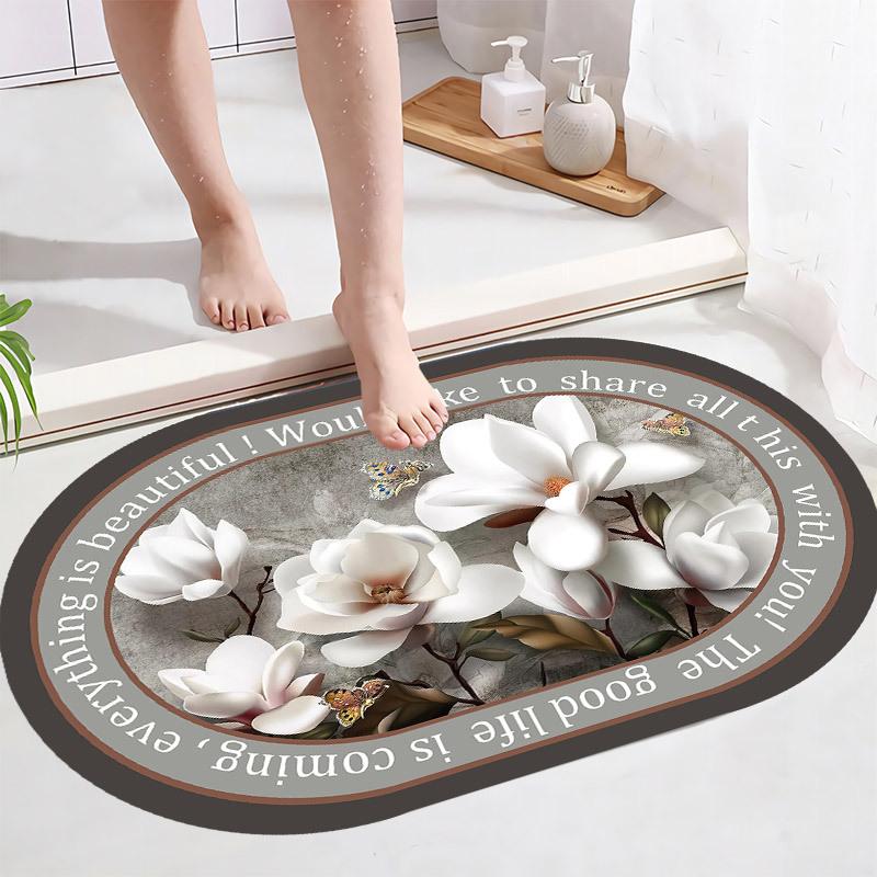 Oval Shaped Floor Mat Kitchen Carpet Bathroom Entrance Bathroom Dirt Resistant Mat Floor Mat