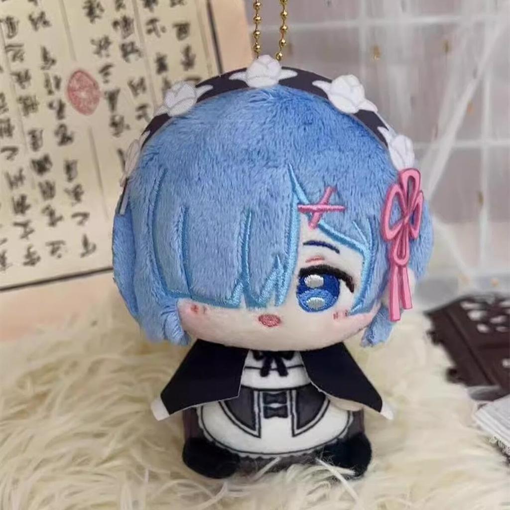 ReZero Plush Toy Rem Ram Emilia 10cm Keychain Mascot Bag Charm Souvenir Support Item Gift Unofficial (12CM Emilia)