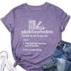 Summer new round neck casual Tshirt abibliophobia book print loose short sleeve top Womens allmatch fashion pullover