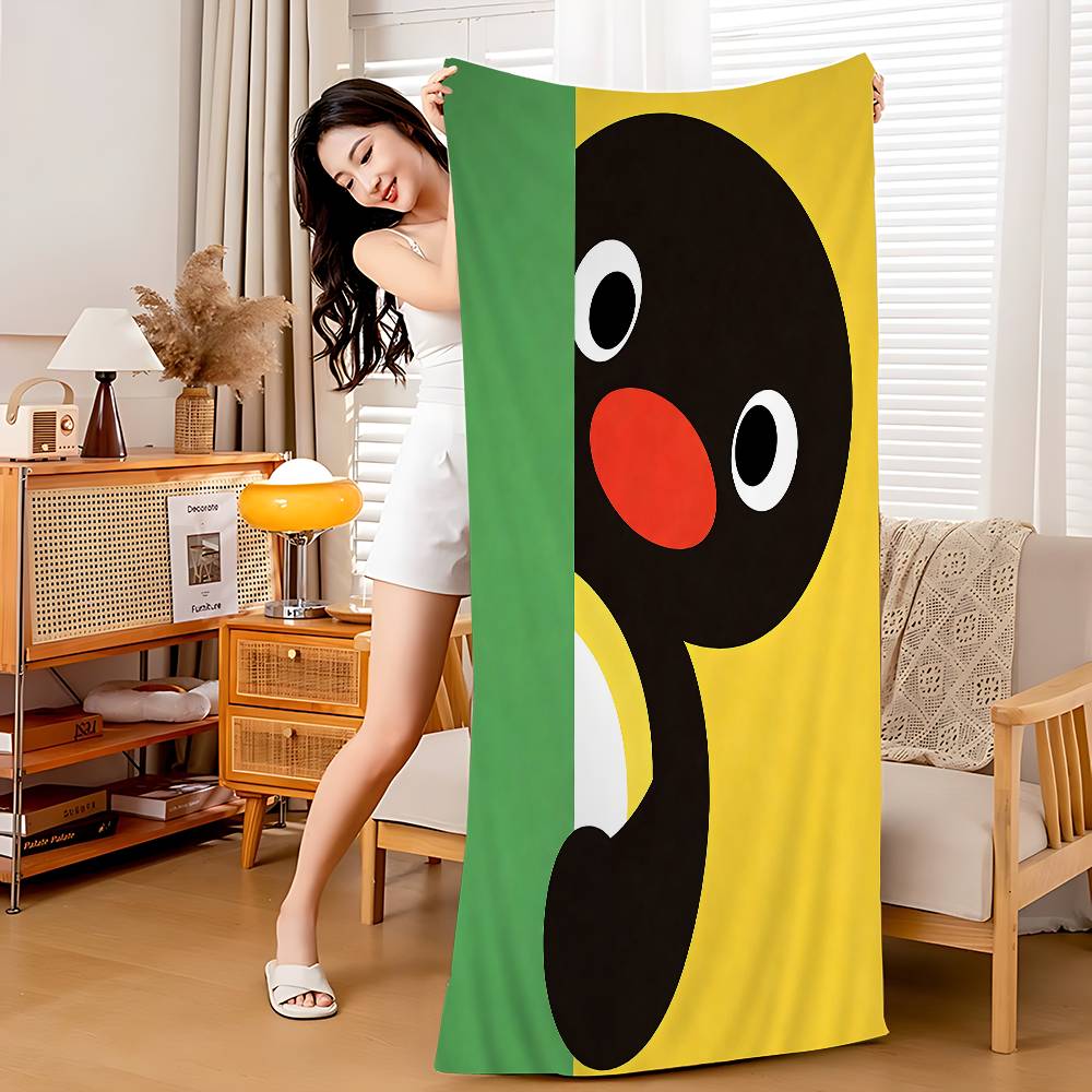 Pingu Cartone Animato Pingu Microfibra Stampato Asciugamano da Spiaggia Alpinismo Yoga Spiaggia Nuoto Corsa Assorbente Morbido Asciugamano