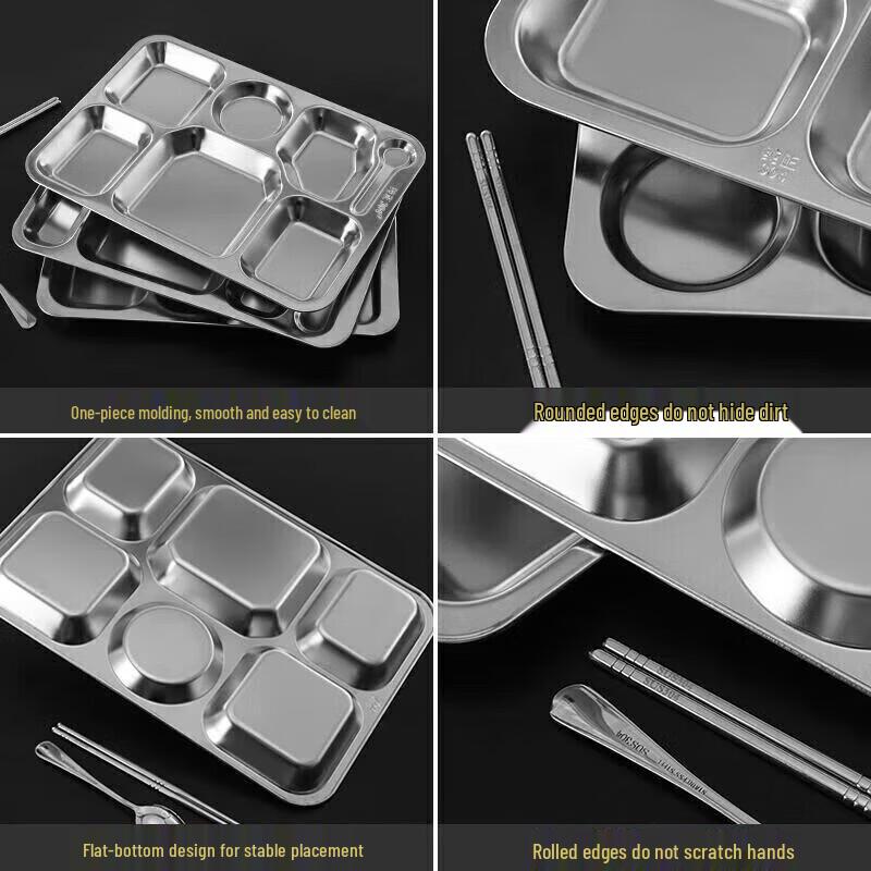 Jünmìntè 304 Stainless Steel Divided Meal Plate