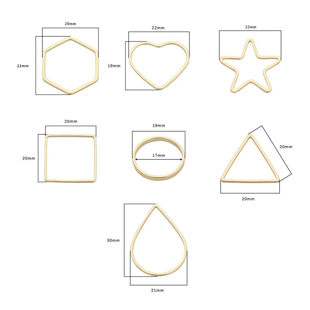 14K Gold-Filled Geometric Pendant: Heart, Pentagon, Star, Square, Round, Triangle for DIY Hairpins & Earrings