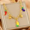 Rural Style Eggplant Corn Fashion Necklaces Color Drip Glue Pendant Necklace Exquisite Round Beads Stainless Steel Jewelry